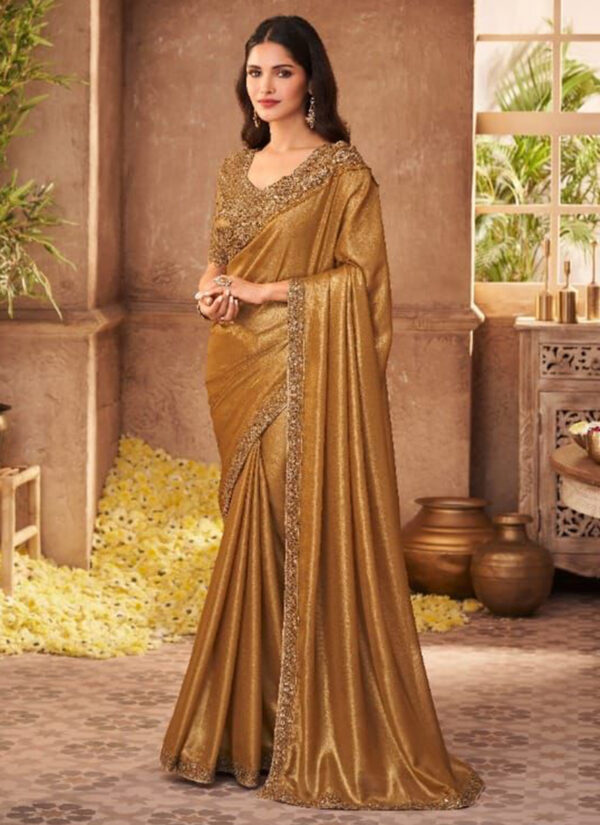Golden Yellow Embroider Saree